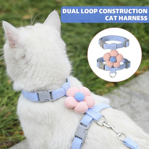 Qpets® Cat Harness with Leash Set for Small Cats Quick Release Buckle Escape-Proof Cute Flower Pet Belt Outdoor Walking Travel M Chest 27-43cm Neck 23-33cm 2PCS Qpets® Cat Harness with Leash Set for Small Cats Quick Release Buckle Escape-Proof Cute Flower Pet Belt Outdoor Walking Travel M Chest 27-43cm Neck 23-33cm 2PCS